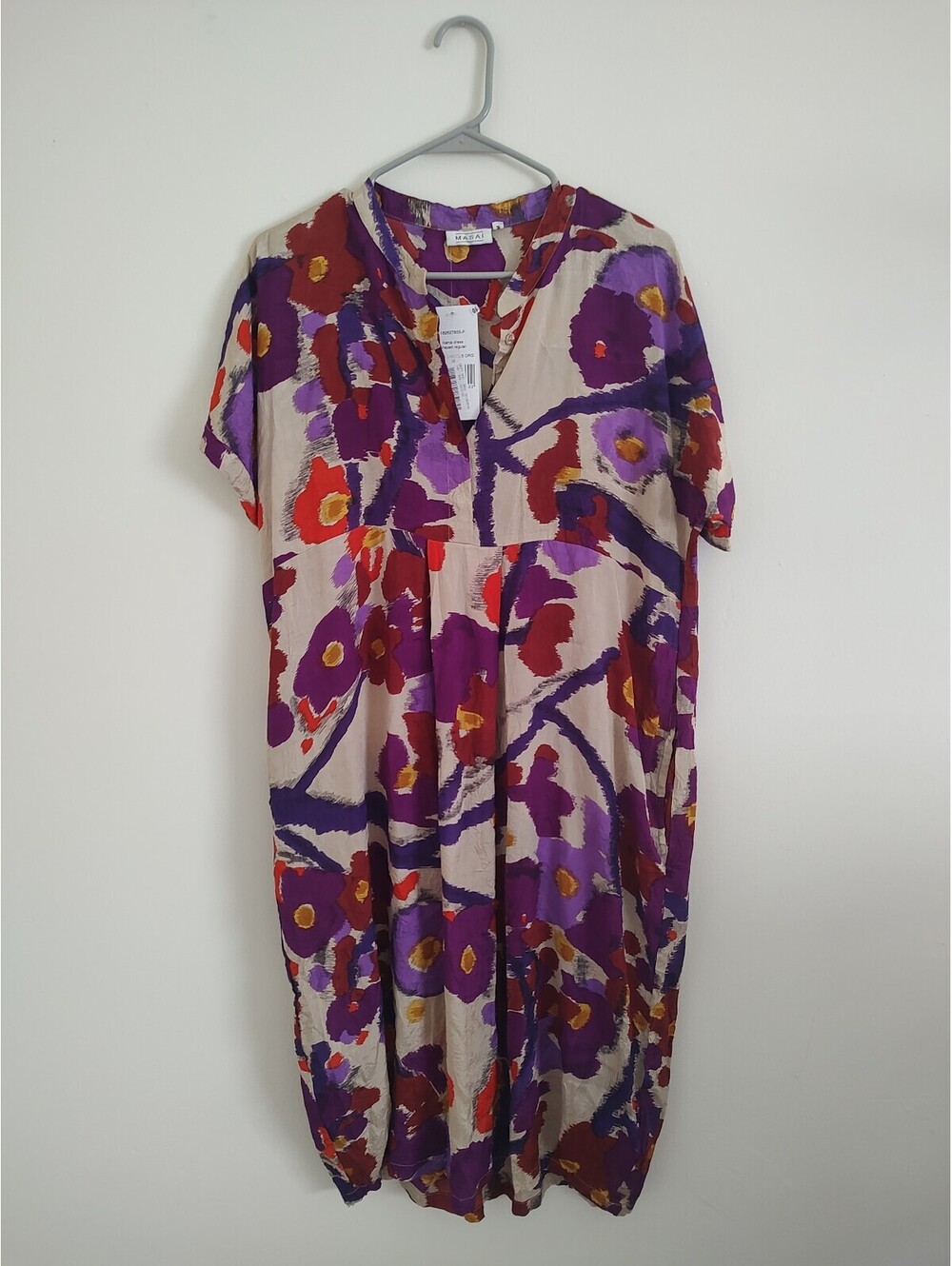 NWT Masai Copenhagen Purple Red Artsy Lagenlook Tunic Dress Size M